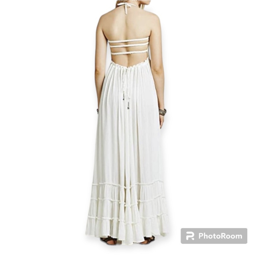 NEW R.Vivimon Blackless Bohemian Ruffles White Dress Size L